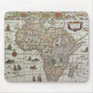 Antique Old World Map of Africa by Blaeu, c.1635 Mouse Pad