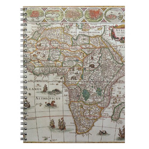 Antique Old World Map of Africa by Blaeu c1635 Notebook