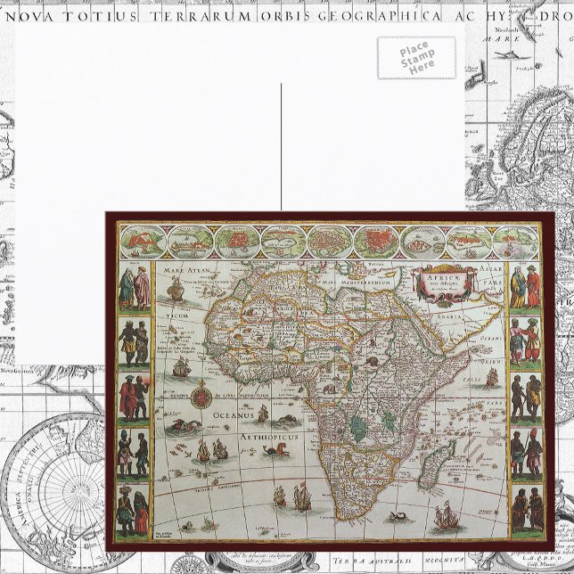 Antique Old World Map of Africa by Blaeu, c.1635 Postcard (Creator Uploaded)