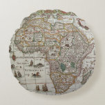 Antique Old World Map of Africa by Blaeu, c.1635 Round Pillow
