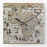 Antique Old World Map of Africa by Blaeu, c.1635 Square Wall Clock
