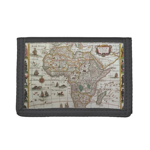 Antique Old World Map of Africa by Blaeu c1635 Tri_fold Wallet