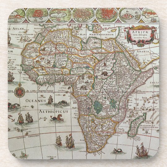 Antique Old World Map of Africa, c. 1635 Coaster | Zazzle.com