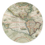 Antique Old World Map of the Americas, 1597 Classic Round Sticker
