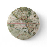 Antique Old World Map of the Americas, 1597 Pinback Button