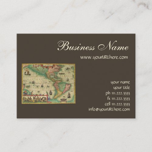 Antique Old World Map of the Americas by Hondius Business Card