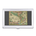Antique Old World Map of the Americas by Hondius Business Card Holder