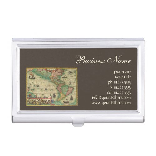 Antique Old World Map of the Americas by Hondius Case For Business Cards