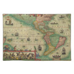 Antique Old World Map of the Americas by Hondius Cloth Placemat