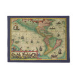 Antique Old World Map of the Americas by Hondius Doormat