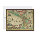 Antique Old World Map of the Americas by Hondius Invitation