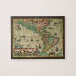Antique Old World Map of the Americas by Hondius Jigsaw Puzzle