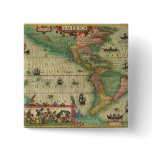 Antique Old World Map of the Americas by Hondius Pinback Button
