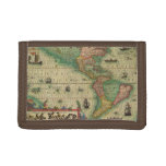 Antique Old World Map of the Americas by Hondius Trifold Wallet
