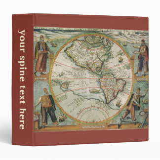 Antique Old World Map the Americas, Theodor de Bry 3 Ring Binder
