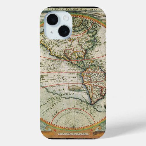Antique Old World Map the Americas Theodor de Bry iPhone 15 Case