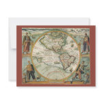 Antique Old World Map the Americas, Theodor de Bry Invitation