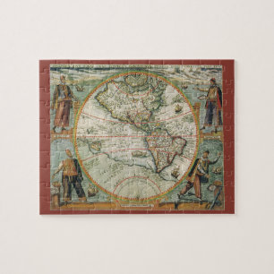 Antique Old World Map the Americas, Theodor de Bry Jigsaw Puzzle
