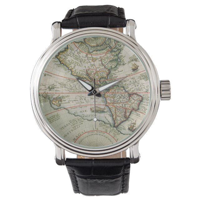 Antique Old World Map the Americas, Theodor de Bry Watch (Front)