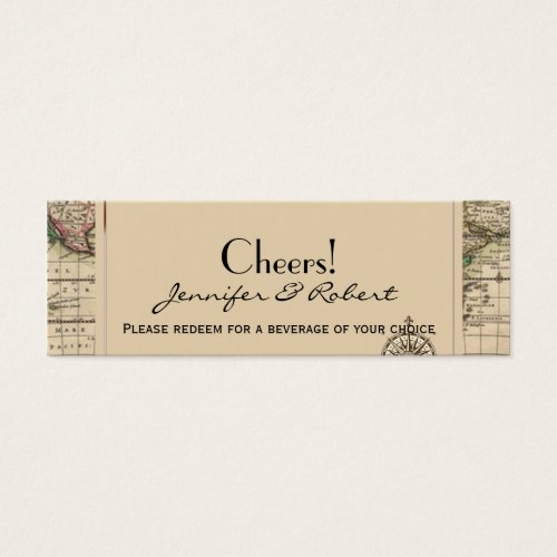 Antique Old World Map Wedding Drink Tickets Business Card Template