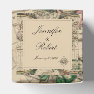 Antique Old World Map Wedding Favor Box
