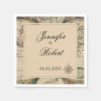 Antique Old World Map Wedding Napkin