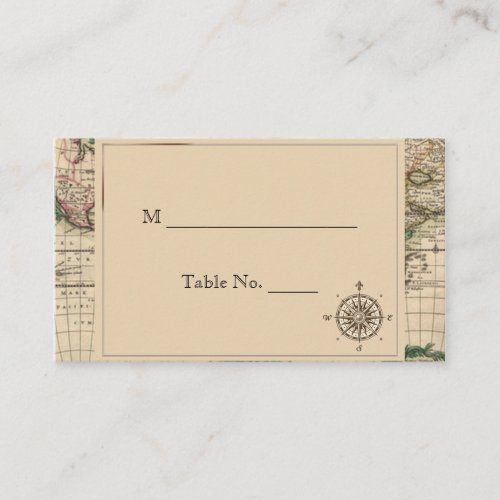 Antique Old World Map Wedding Place Cards Business Card Template