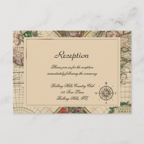 Antique Old World Map Wedding Reception Invites