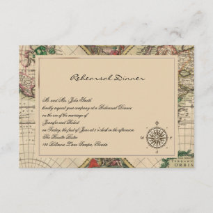 Antique Old World Map Wedding Rehearsal Invitation