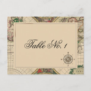 Antique Old World Map Wedding Table Number