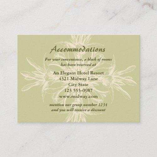 Antique Olive Floral Accommodations Card Business Card