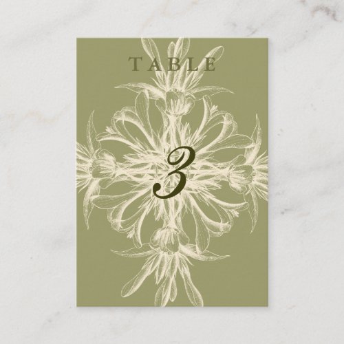 Antique Olive Floral Guest Table Cards Business Card Templates
