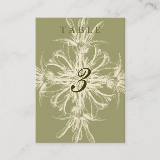 Customizable Antique Olive Floral Guest Table Cards Business Card Templates