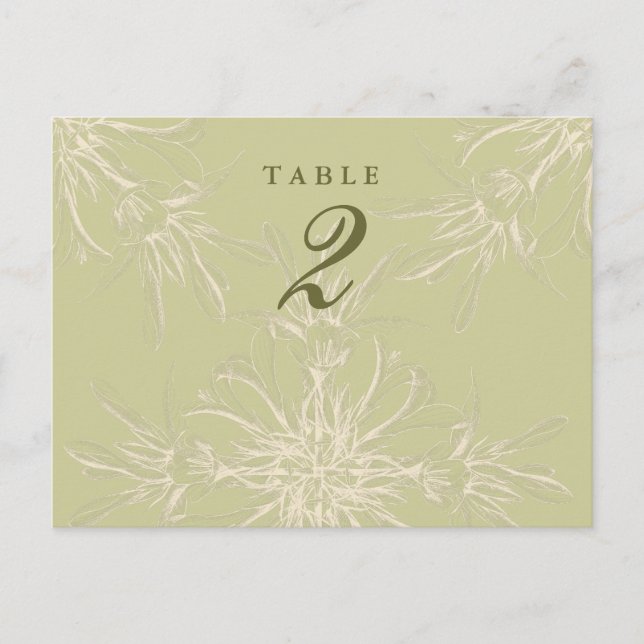 Antique Olive Floral Guest Table Cards (Front)