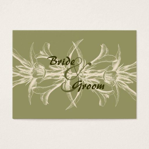Customizable Antique Olive Floral Save the Date Business Card Template