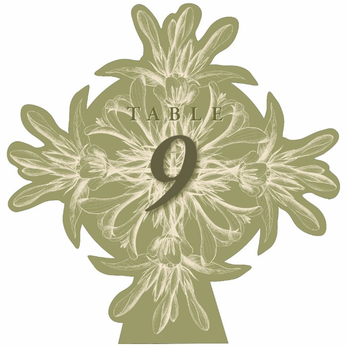 Antique Olive Floral Table Number Cut Out