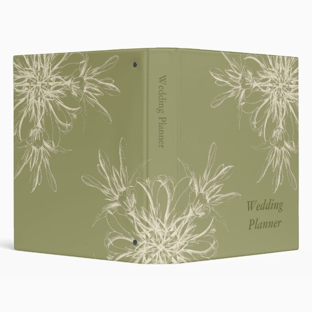Antique Olive Floral Wedding Planner Binder (Background)