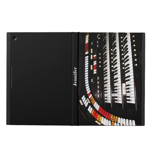Antique Organ Keyboard, Black Back, Folio Cover For iPad Air (Outside)