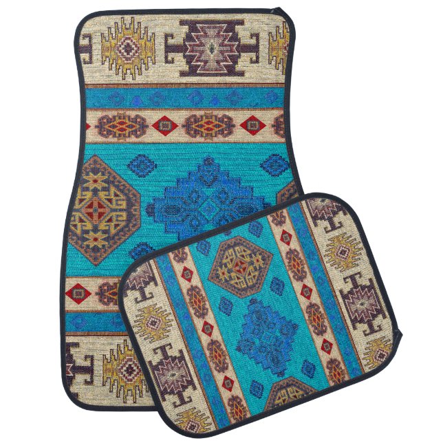 Antique Oriental Beige Sapphire Blue Kilim Rug (Set)