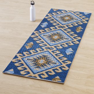 Antique Oriental Blue Beige Turkish Kilim Rug