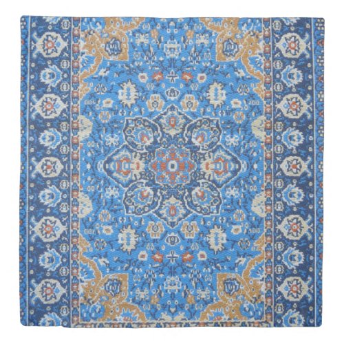 Antique Oriental Blue Persian Turkish Carpet Duvet Cover