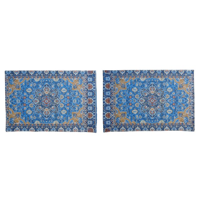 Antique Oriental Blue Persian Turkish Carpet Pillow Case (Front-Set)