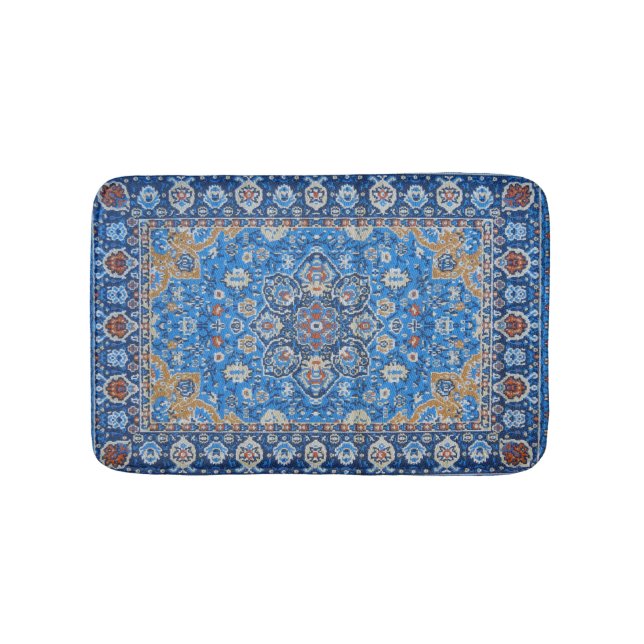 Antique Oriental Blue Turkish Persian Carpet Rug (Front)