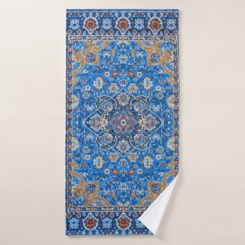 Antique Oriental Blue Turkish Persian Carpet Rug Bath Towel Set