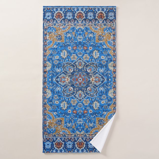 Antique Oriental Blue Turkish Persian Carpet Rug Bath Towel Set (Bath Towel)