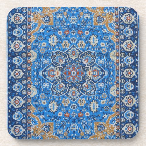 Antique Oriental Blue Turkish Persian Carpet Rug Beverage Coaster