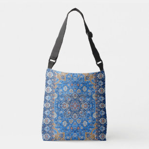 Antique Oriental Blue Turkish Persian Carpet Rug Crossbody Bag
