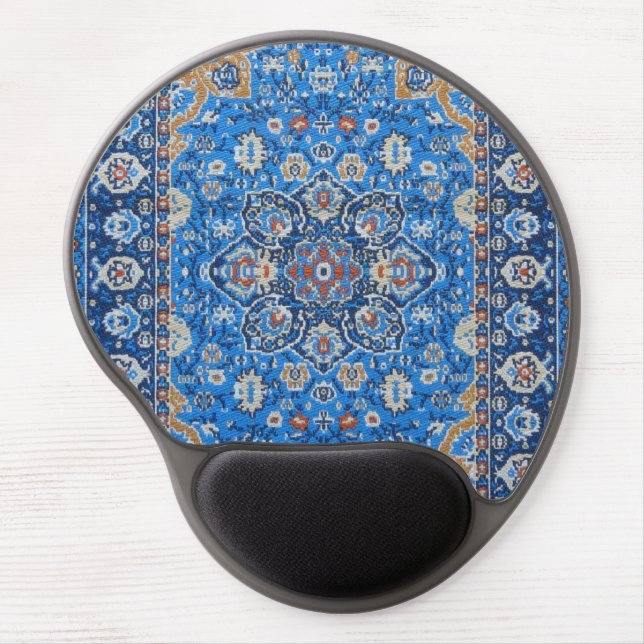 Antique Oriental Blue Turkish Persian Carpet Rug Gel Mouse Pad (Front)