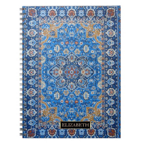 Antique Oriental Blue Turkish Persian Carpet Rug Notebook