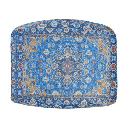 Antique Oriental Blue Turkish Persian Carpet Rug Pouf